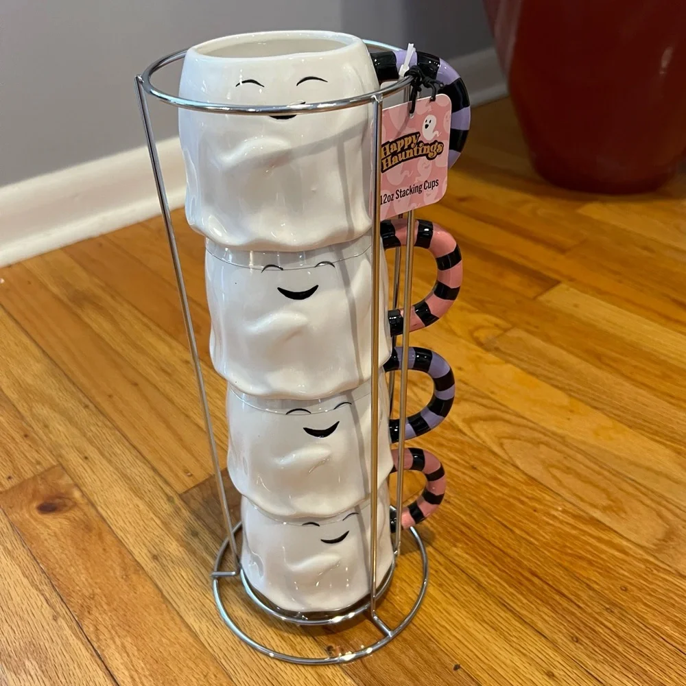 NWT Happy Hauntings Ghost Stacking Mug Set of 4 - Picture 1 of 4